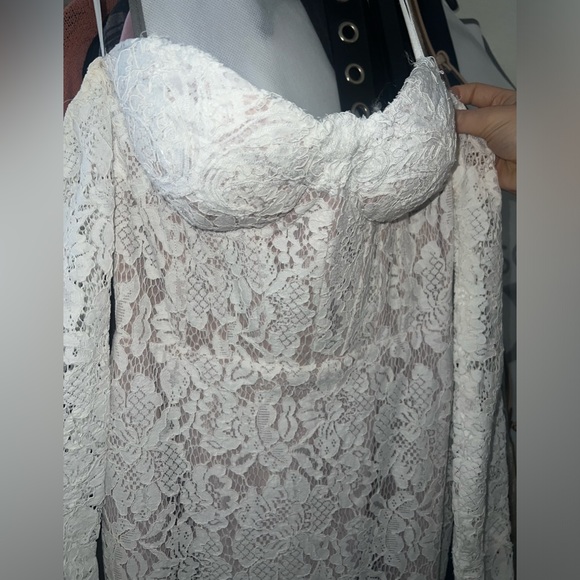 Rene the Label White Off the Shoulder Lace Dress - Picture 3 of 4